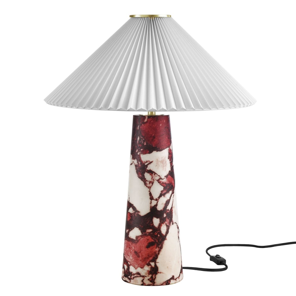 26" Red Marble Pattern Table Lamp with Pleated Shade - Lighting - Alpine Outlets