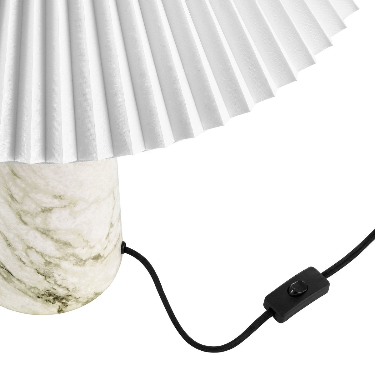 26" White Marble Pattern Table Lamp with Pleated Shade - Lighting - Alpine Outlets