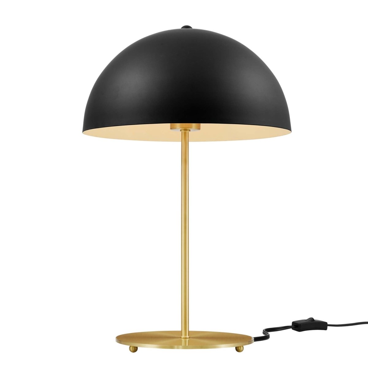 Metal Dome Table Lamp β Black and Satin Brass - Lighting - Alpine Outlets