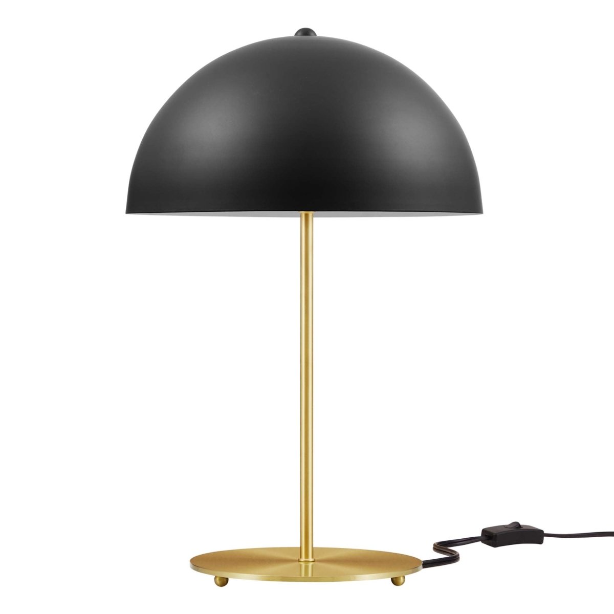 Metal Dome Table Lamp β Black and Satin Brass - Lighting - Alpine Outlets