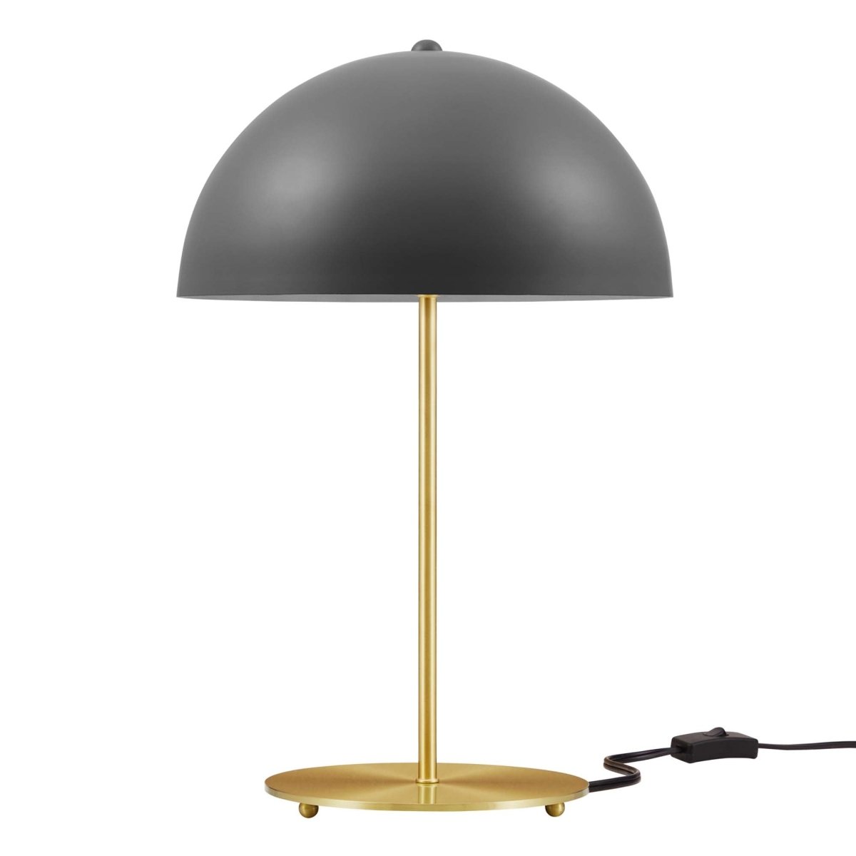 Metal Dome Table Lamp β Gray and Satin Brass - Lighting - Alpine Outlets