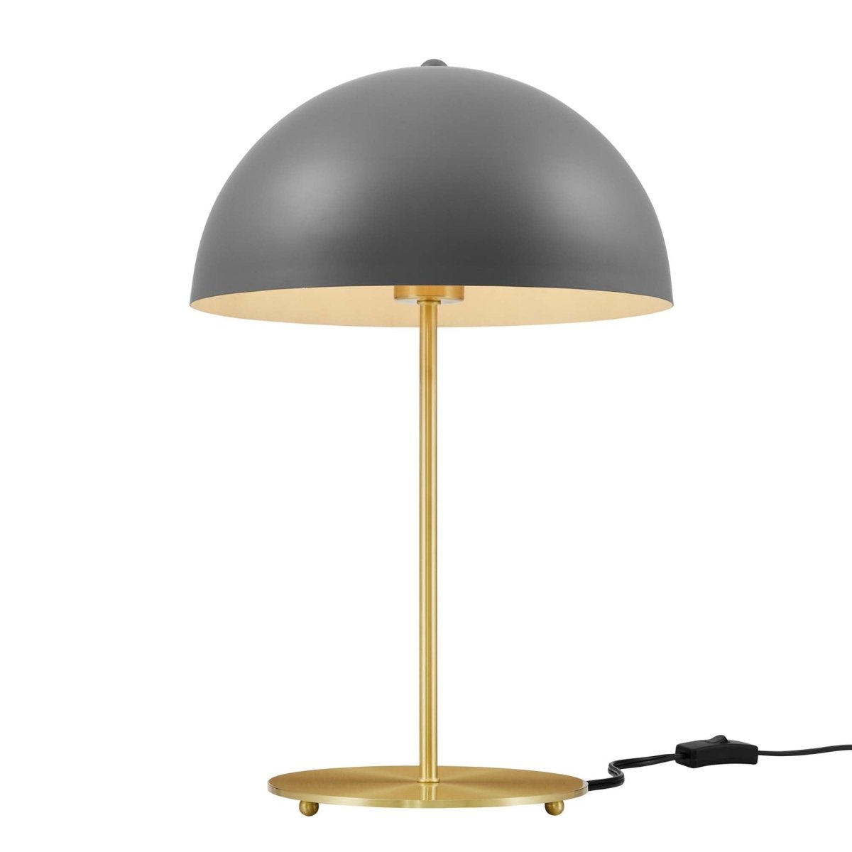 Metal Dome Table Lamp β Gray and Satin Brass - Lighting - Alpine Outlets