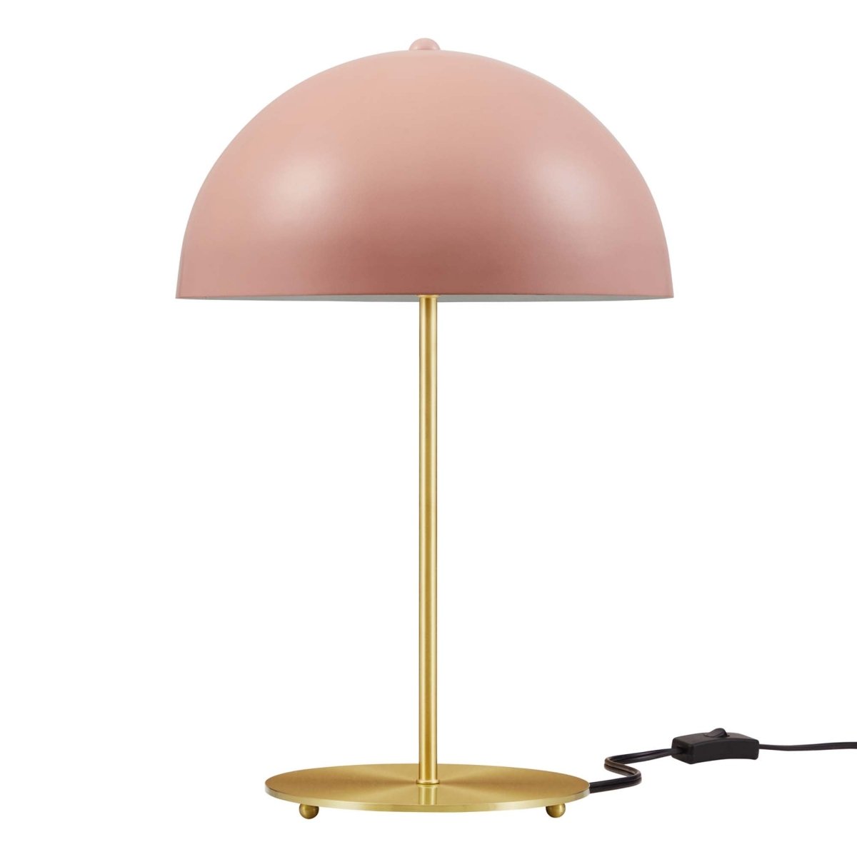 Metal Dome Table Lamp β Pink and Satin Brass - Lighting - Alpine Outlets