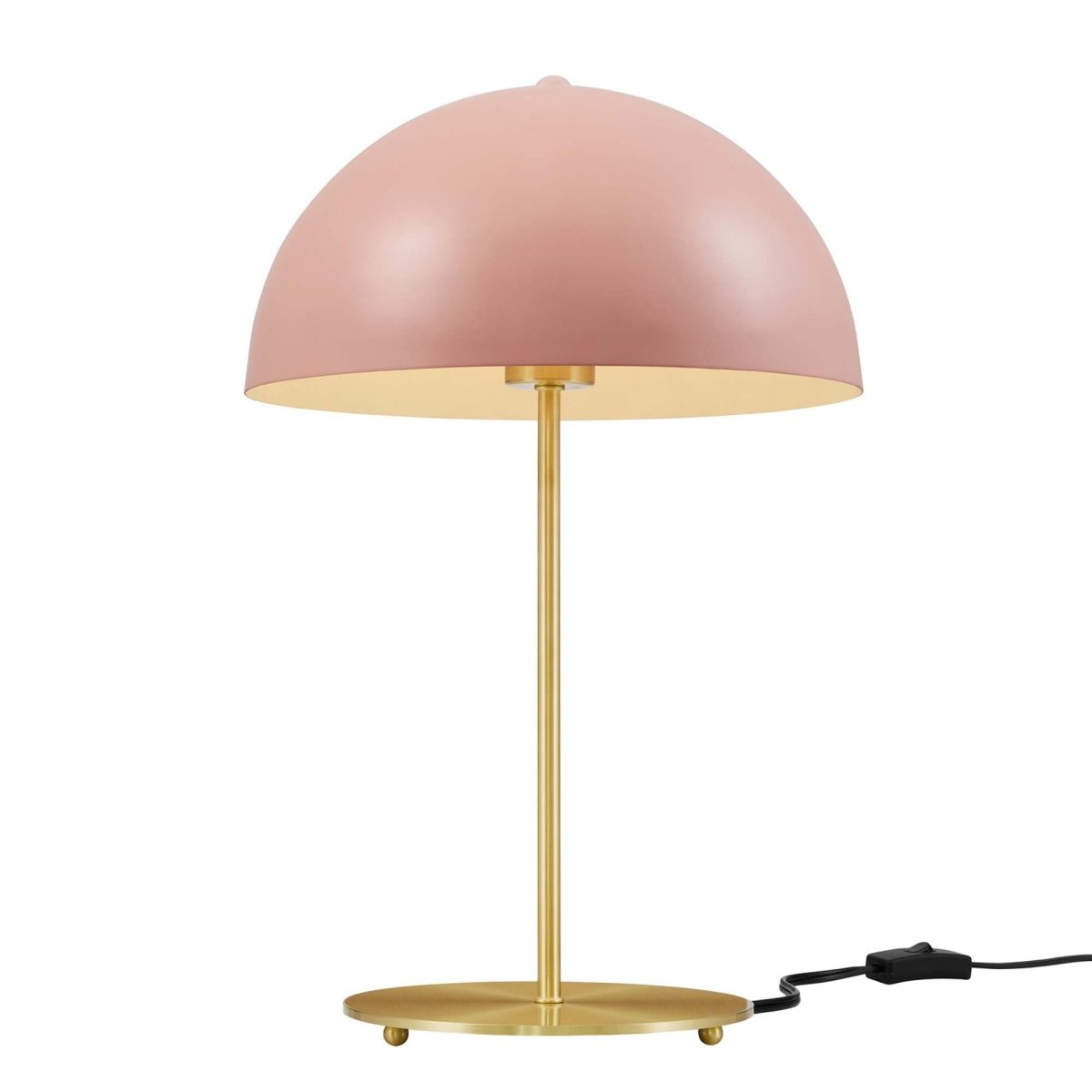Metal Dome Table Lamp β Pink and Satin Brass - Lighting - Alpine Outlets