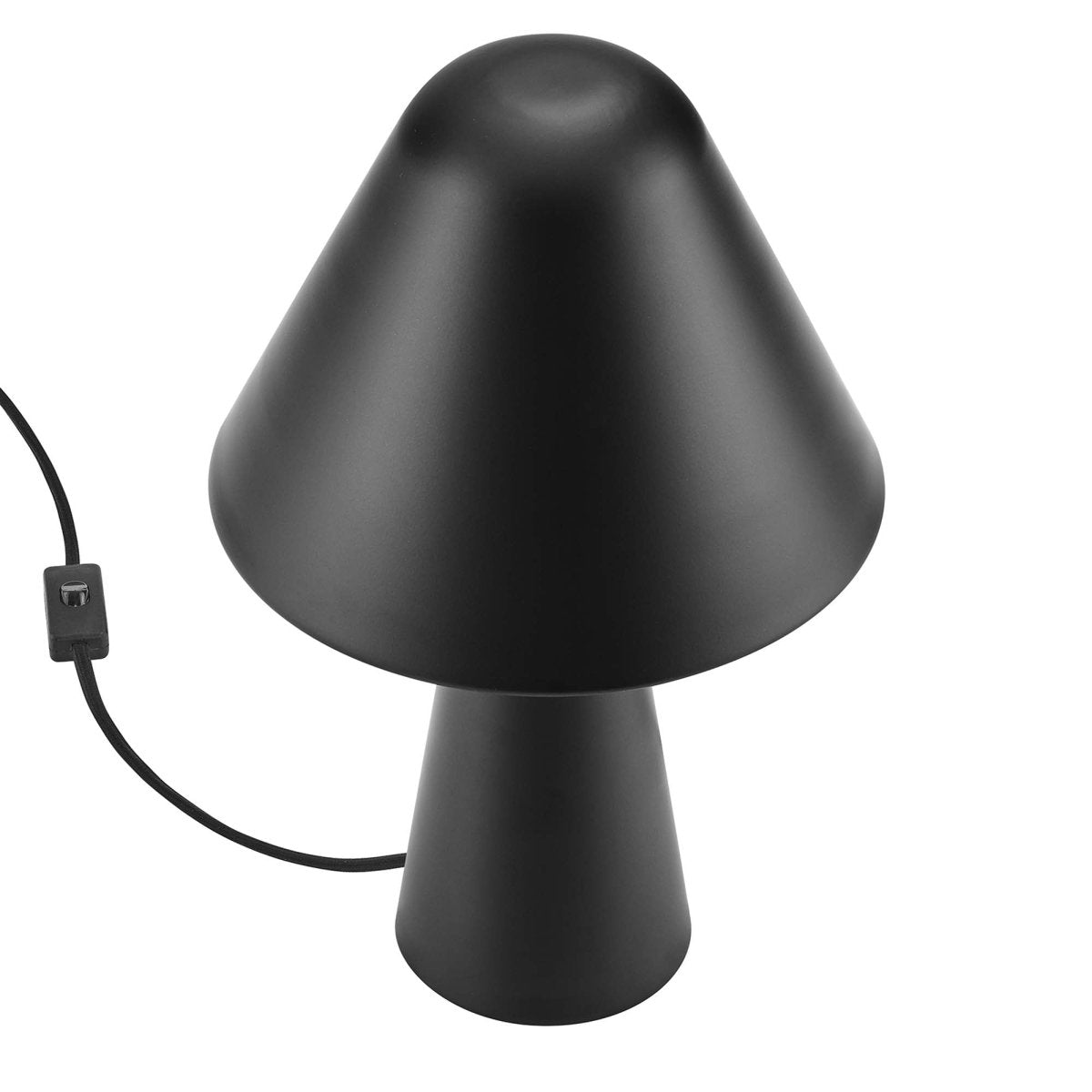 16" Black Metal Mushroom Table Lamp with Swivel Shade - Lighting - Alpine Outlets