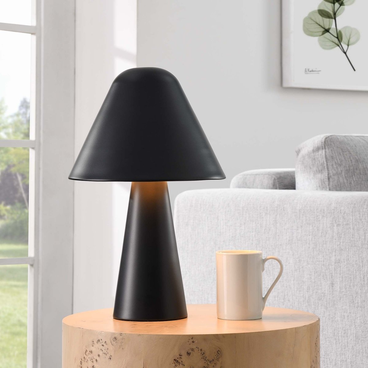 16" Black Metal Mushroom Table Lamp with Swivel Shade - Lighting - Alpine Outlets