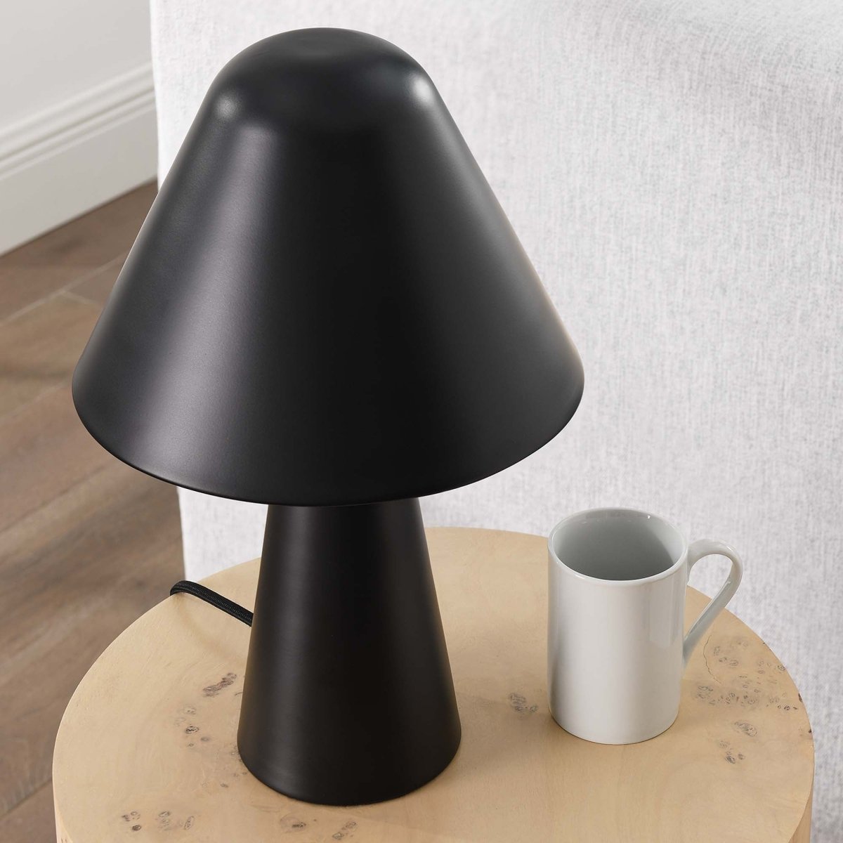 16" Black Metal Mushroom Table Lamp with Swivel Shade - Lighting - Alpine Outlets