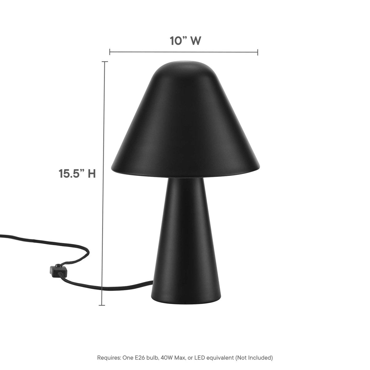 16" Black Metal Mushroom Table Lamp with Swivel Shade - Lighting - Alpine Outlets