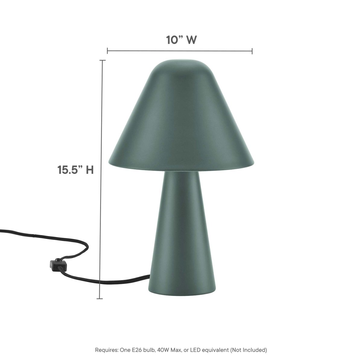 16" Green Metal Mushroom Table Lamp with Swivel Shade - Lighting - Alpine Outlets