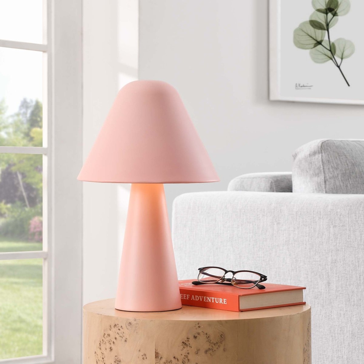 16" Pink Metal Mushroom Table Lamp with Swivel Shade - Lighting - Alpine Outlets
