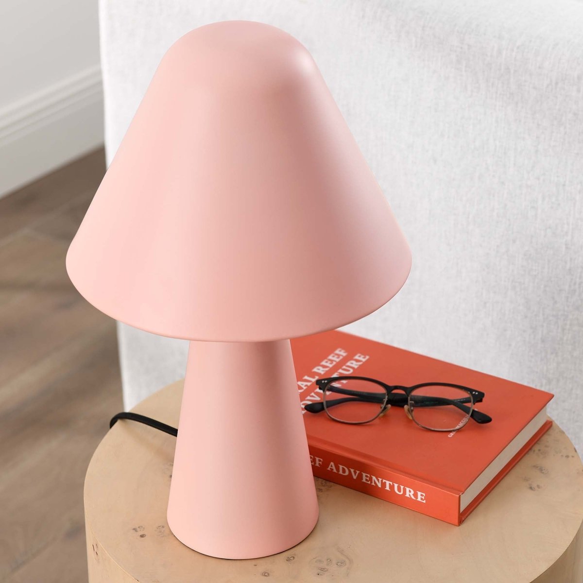16" Pink Metal Mushroom Table Lamp with Swivel Shade - Lighting - Alpine Outlets
