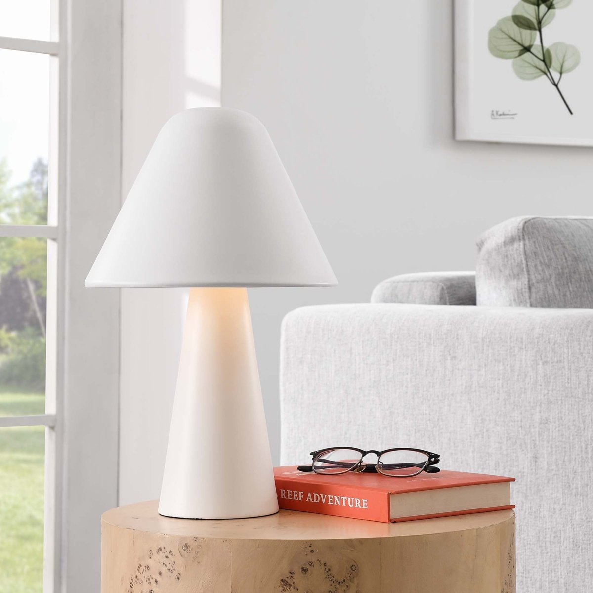 16" White Metal Mushroom Table Lamp with Swivel Shade - Lighting - Alpine Outlets