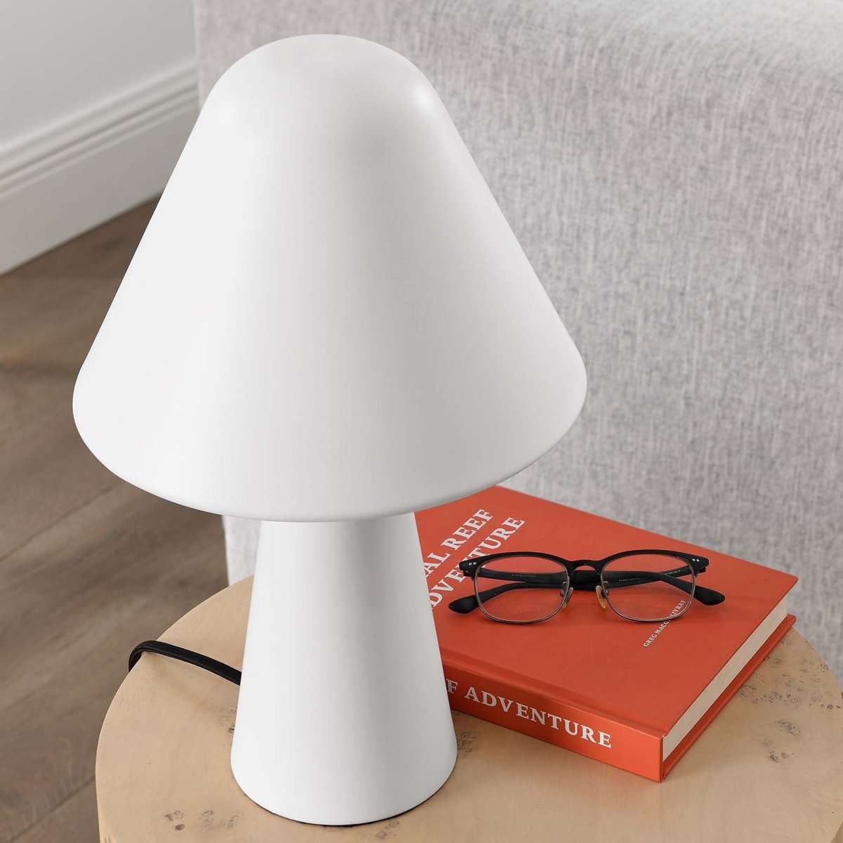 16" White Metal Mushroom Table Lamp with Swivel Shade - Lighting - Alpine Outlets