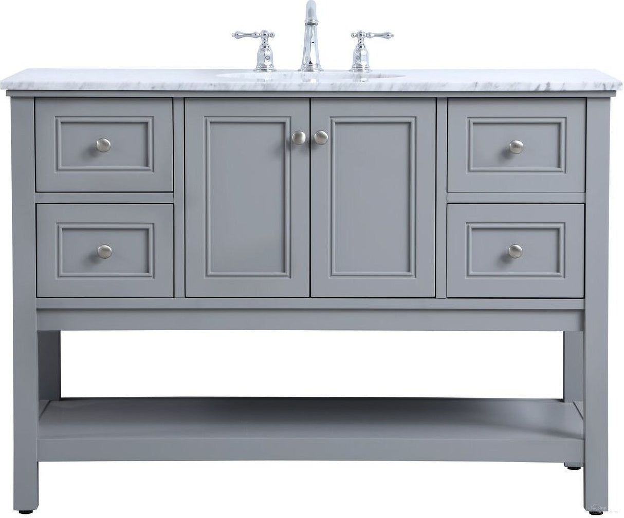 Metropolis 48 Inch Grey Single Sink Vanity with Marble Top