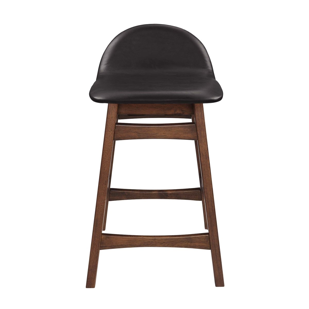 Mid - Century Brown Vegan Leather Wood Counter Stool Set of 2 - Stools available at Alpine Outlets in Denver