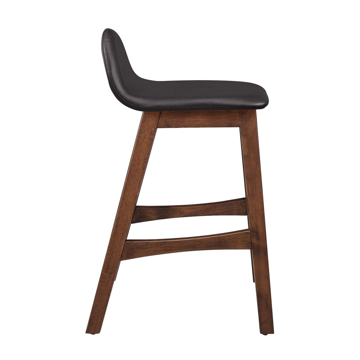 Mid - Century Brown Vegan Leather Wood Counter Stool Set of 2 - Stools available at Alpine Outlets in Denver