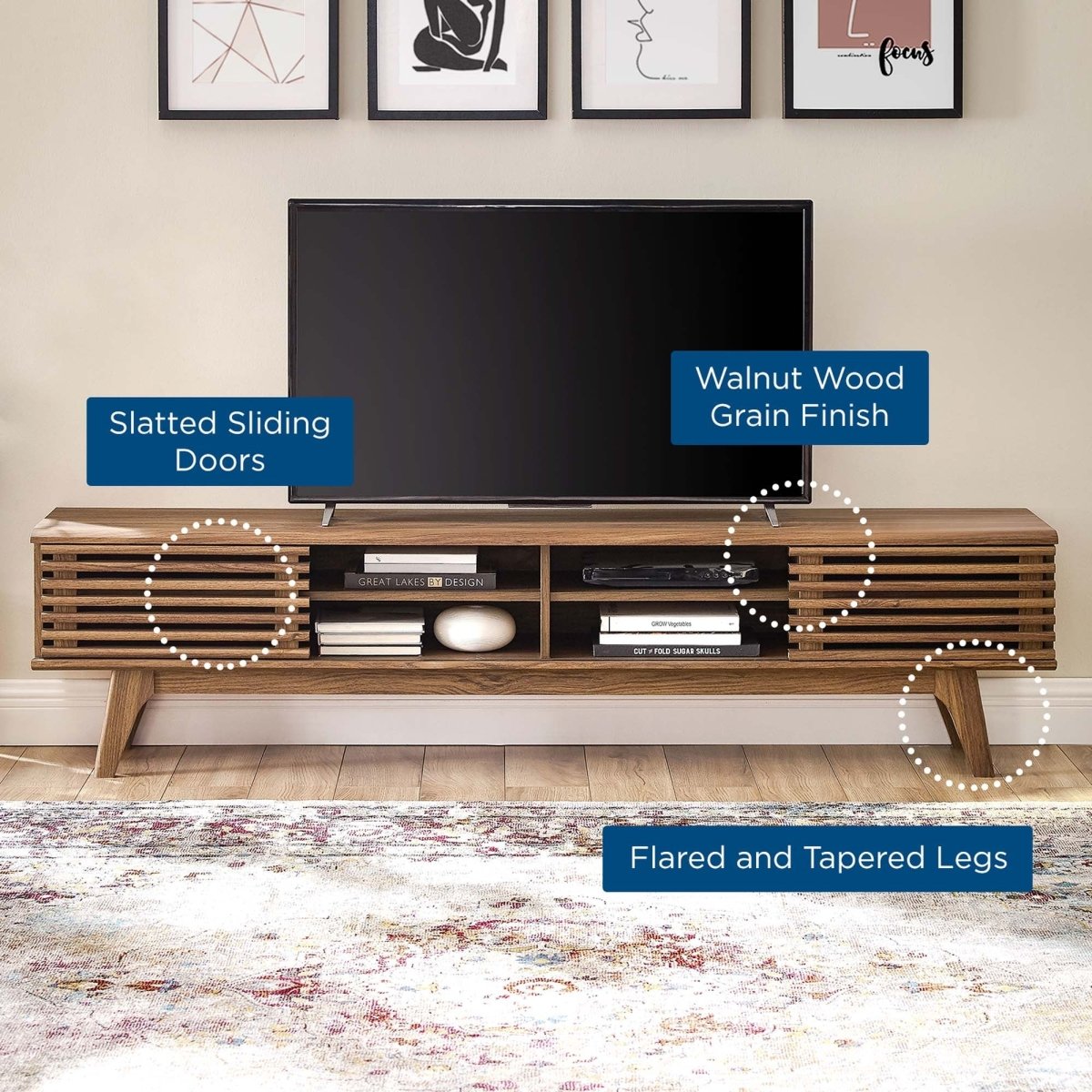 Mid Century Entertainment Center TV Stand 70 Inch - TV Stands available at Alpine Outlets in Denver