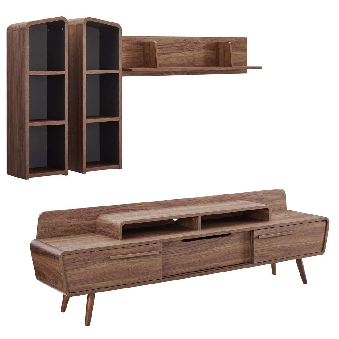 Mid Century Modern 2 Piece Entertainment Center with Storage 74 Inch - TV Stands available at Alpine Outlets in Denver
