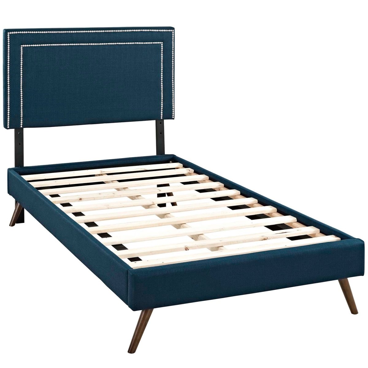 Mid - Century Modern Azure Fabric Twin Platform Bed - Platform Bed available at Alpine Outlets in Denver