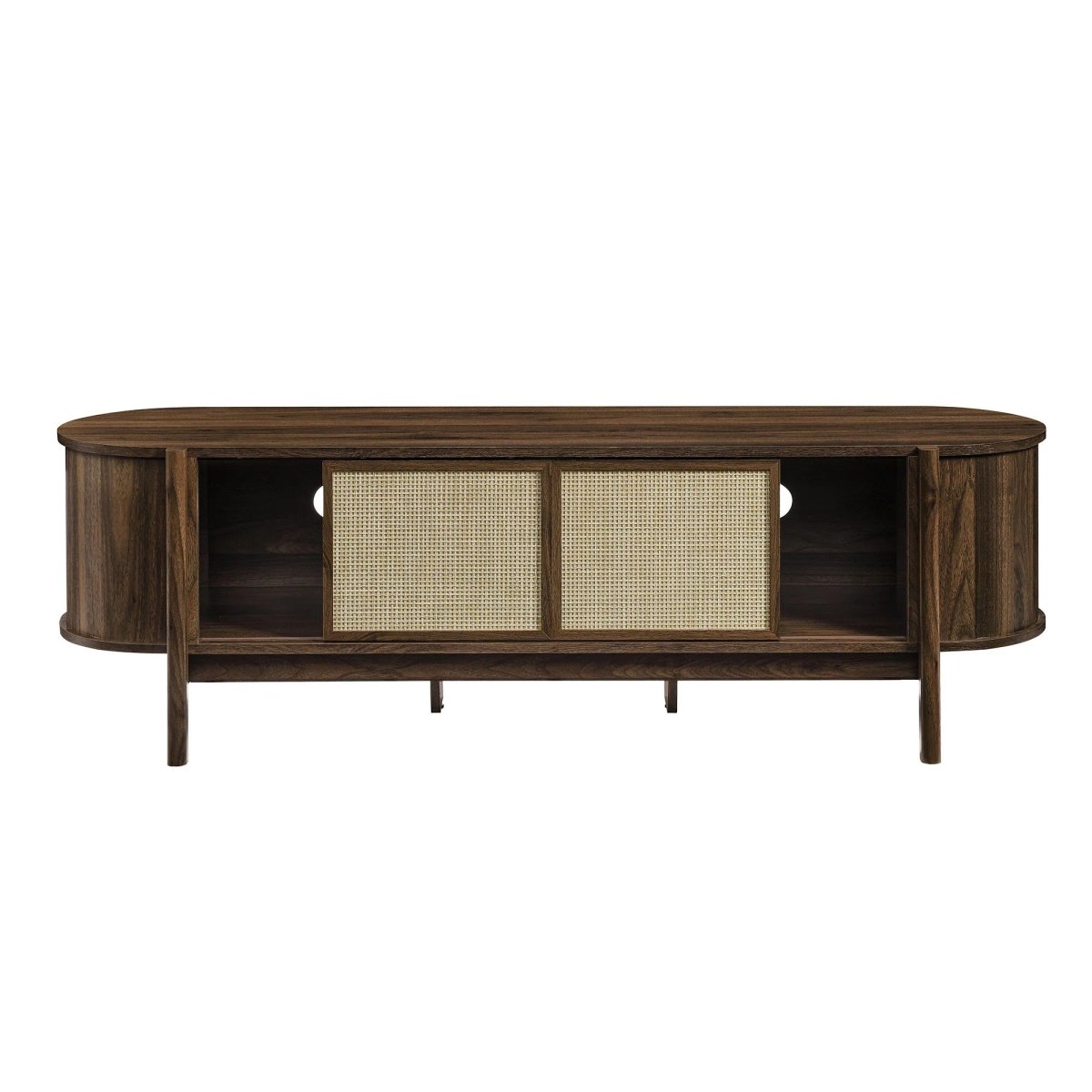 Mid Century Modern Oval TV Stand with Sliding Doors and Storage 61 Inch - TV Stands available at Alpine Outlets in Denver