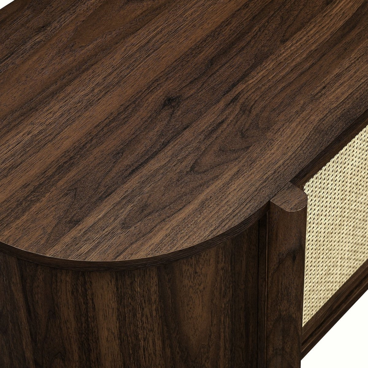 Mid Century Modern Oval TV Stand with Sliding Doors and Storage 61 Inch - TV Stands available at Alpine Outlets in Denver
