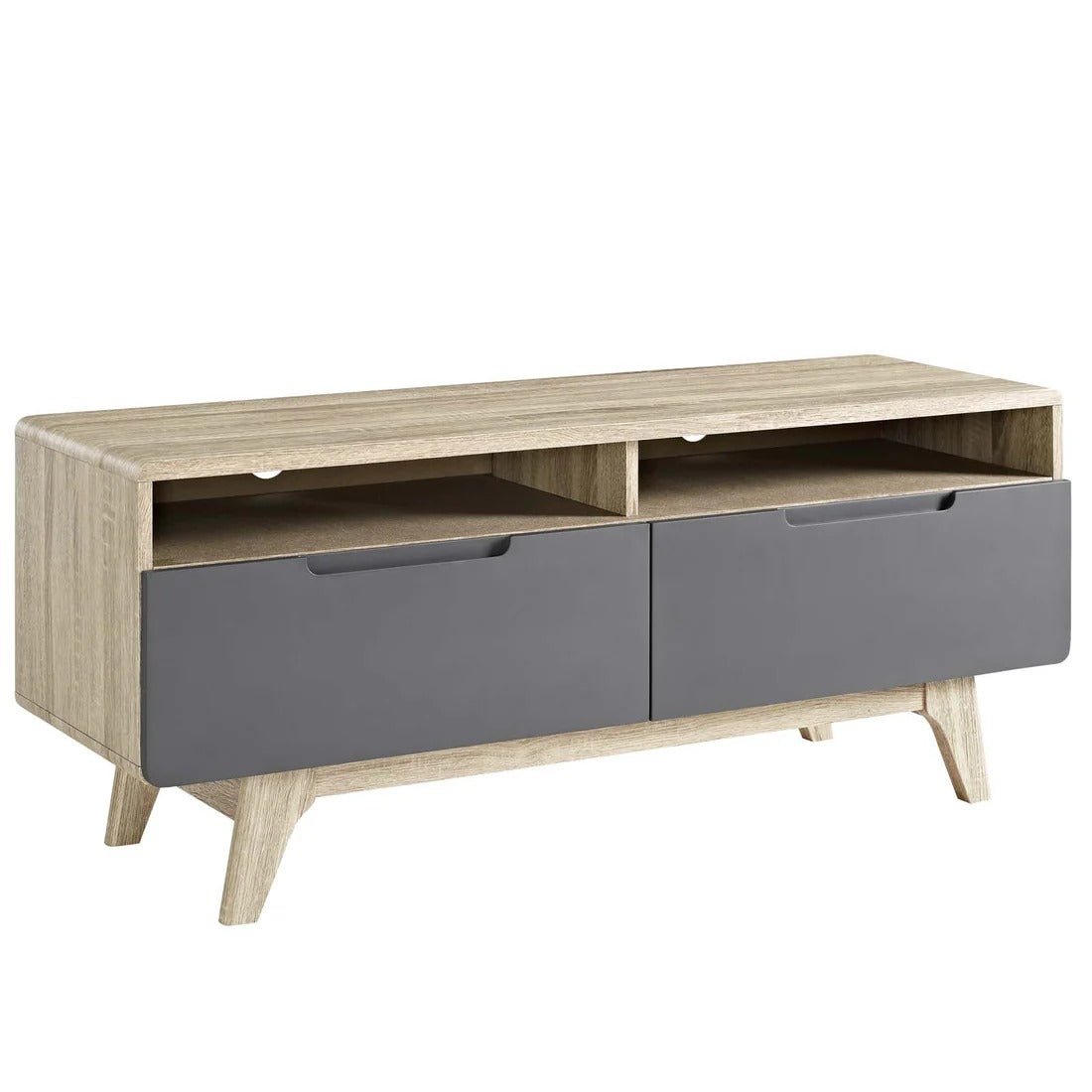 Mid Century Modern TV Stand with Drawers and Open Shelves 47 Inch - TV Stands available at Alpine Outlets in Denver