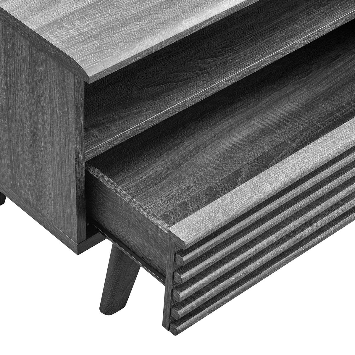 Mid Century Modern TV Stand with Drawers and Open Shelving 60 Inch - TV Stands available at Alpine Outlets in Denver