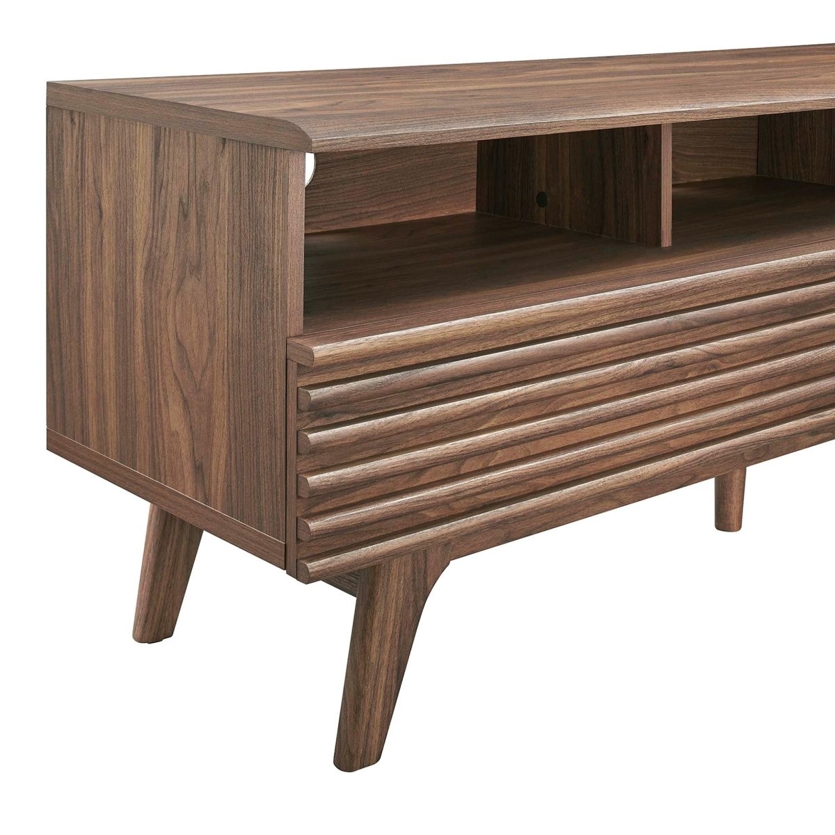 Mid Century Modern TV Stand with Drawers and Open Shelving 60 Inch - TV Stands available at Alpine Outlets in Denver
