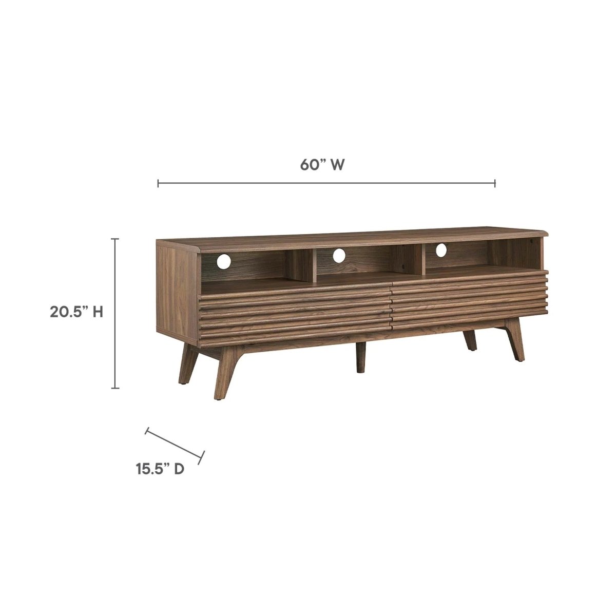 Mid Century Modern TV Stand with Drawers and Open Shelving 60 Inch - TV Stands available at Alpine Outlets in Denver