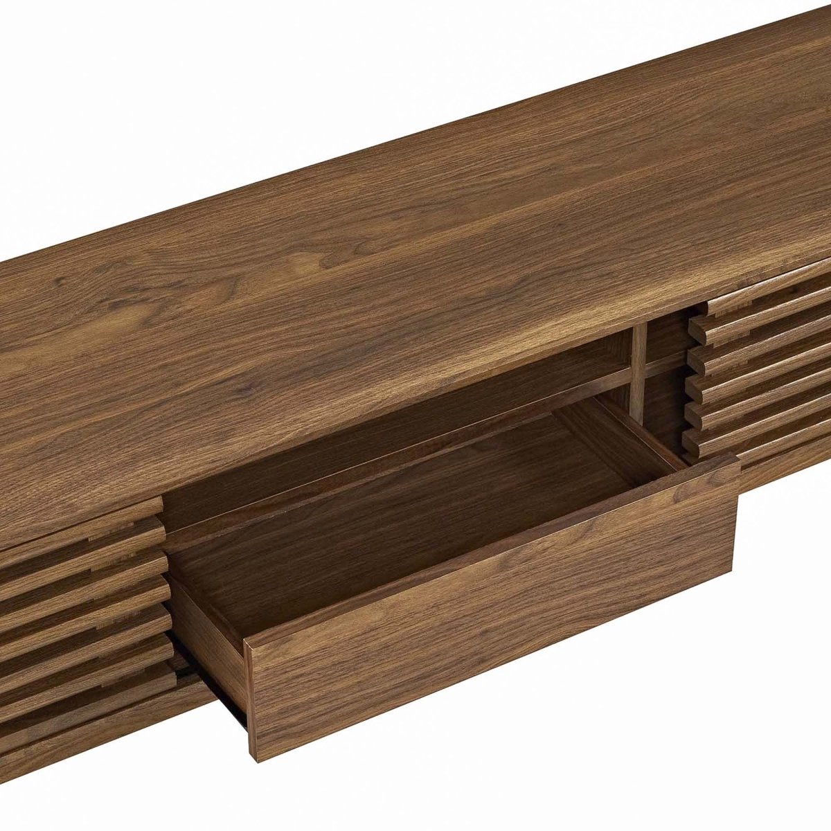 Mid Century Modern TV Stand with Dual Sliding Doors and Drawer 59 Inch - TV Stands available at Alpine Outlets in Denver