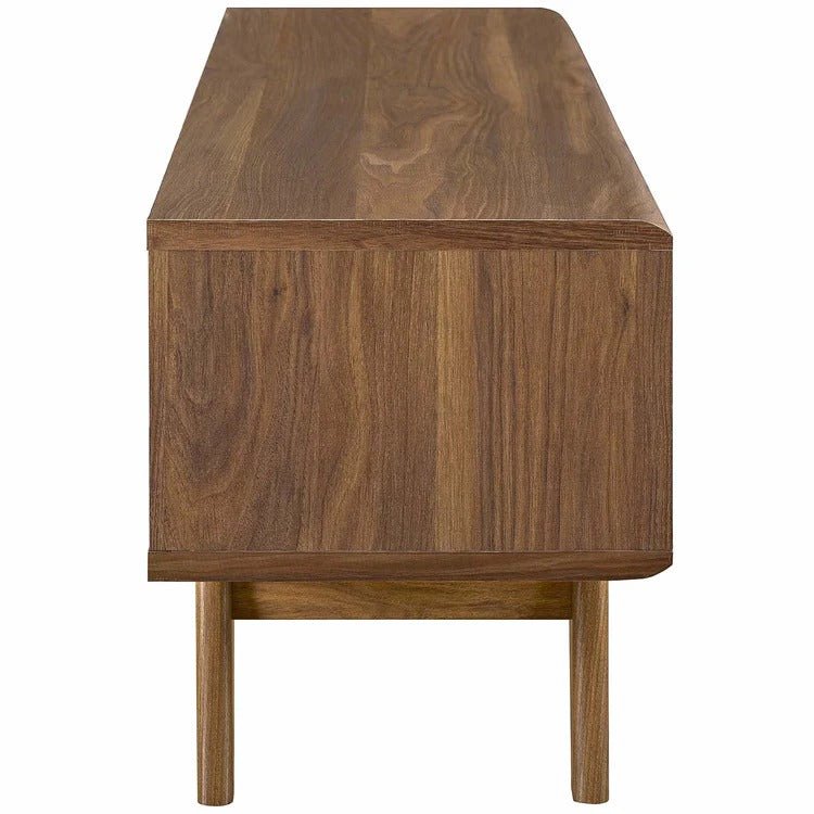 Mid Century Modern TV Stand with Slatted Sliding Door and Storage 48 Inch - TV Stands available at Alpine Outlets in Denver