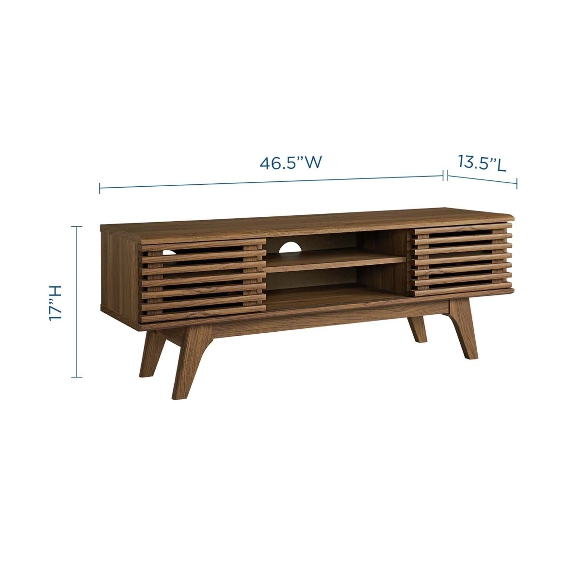 Mid Century Modern TV Stand with Sliding Doors and Adjustable Shelves 46 Inch - TV Stands available at Alpine Outlets in Denver