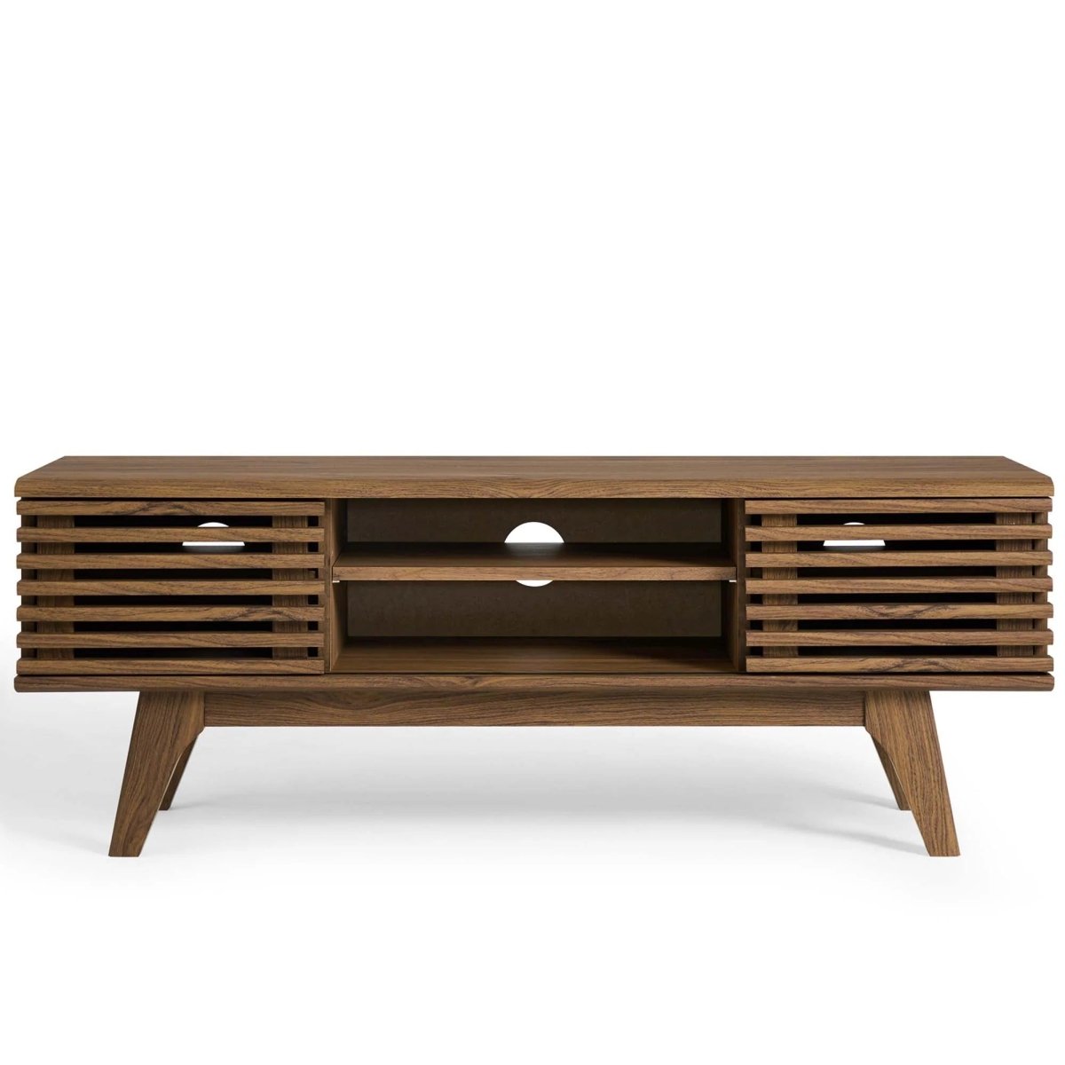 Mid Century Modern TV Stand with Sliding Doors and Adjustable Shelves 46 Inch - TV Stands available at Alpine Outlets in Denver