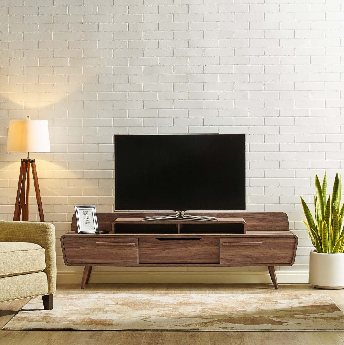 Mid Century Modern TV Stand with Sliding Doors and Storage 74 Inch - TV Stands available at Alpine Outlets in Denver