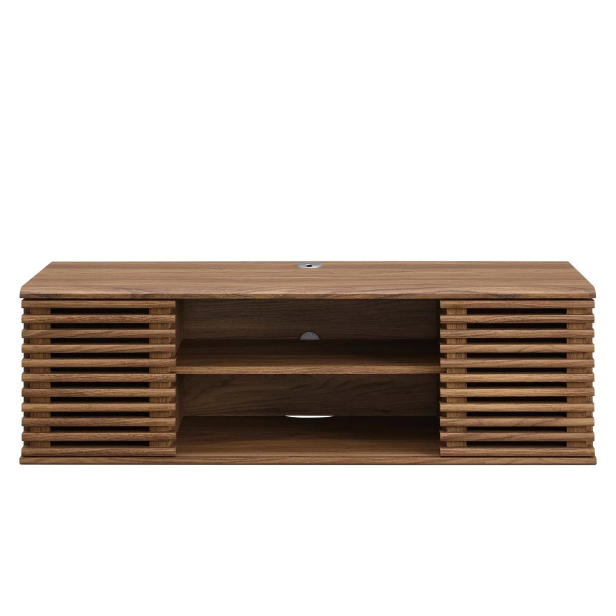 Mid Century Modern Wall Mount TV Stand with Sliding Doors and Storage 46 Inch - TV Stands available at Alpine Outlets in Denver