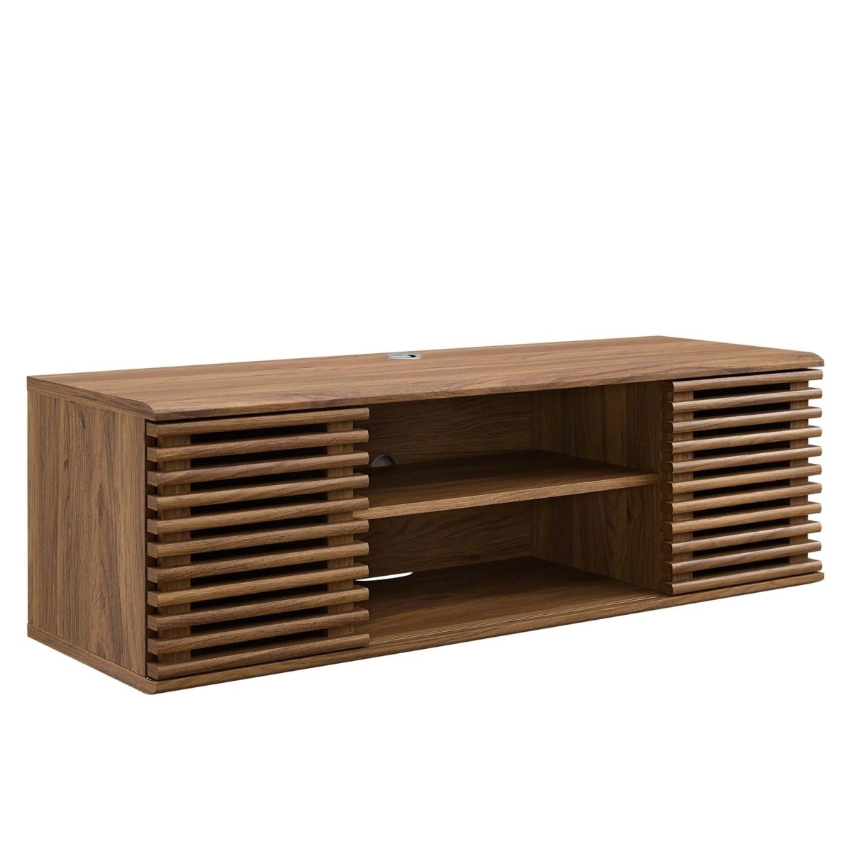 Mid Century Modern Wall Mount TV Stand with Sliding Doors and Storage 46 Inch - TV Stands available at Alpine Outlets in Denver