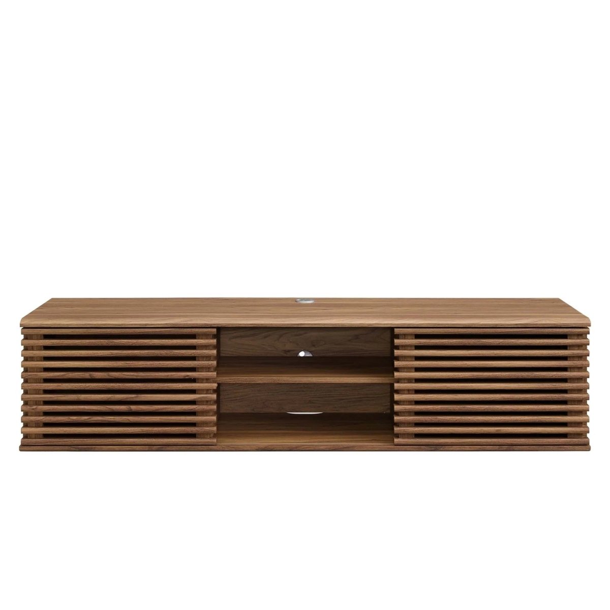 Mid Century Modern Wall Mount TV Stand with Sliding Doors and Storage 60 Inch - TV Stands available at Alpine Outlets in Denver