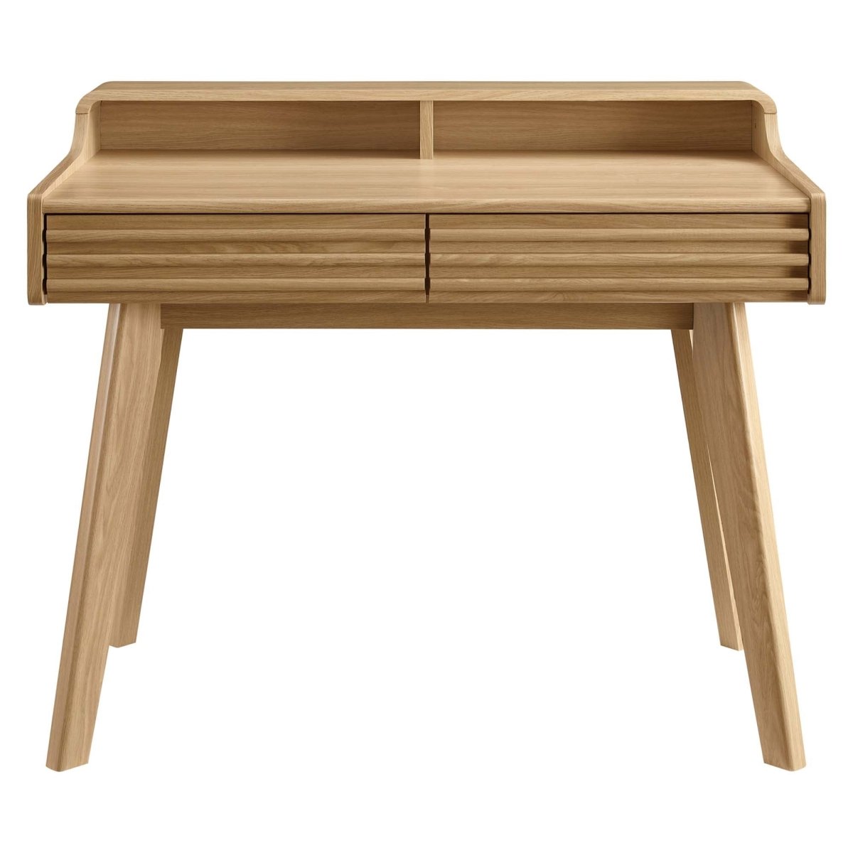 Mid-Century Writing Desk with Storage Drawers β Oak - Workspace - Alpine Outlets