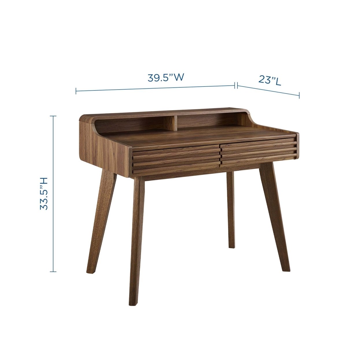 Mid-Century Writing Desk with Storage Drawers β Walnut - Workspace - Alpine Outlets