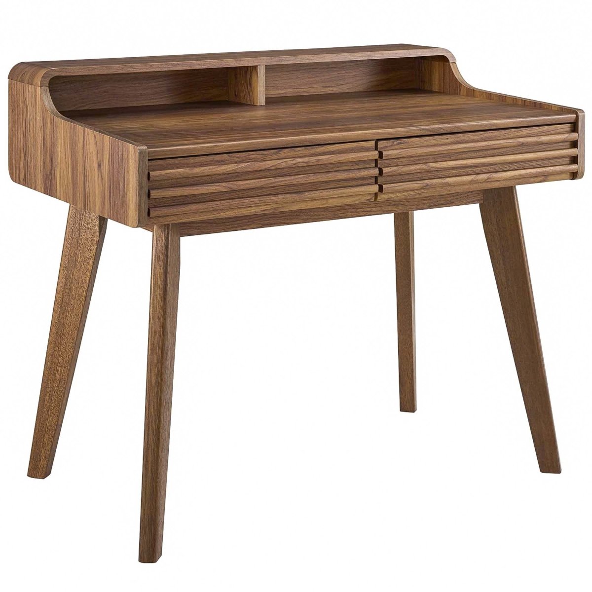 Mid-Century Writing Desk with Storage Drawers β Walnut - Workspace - Alpine Outlets