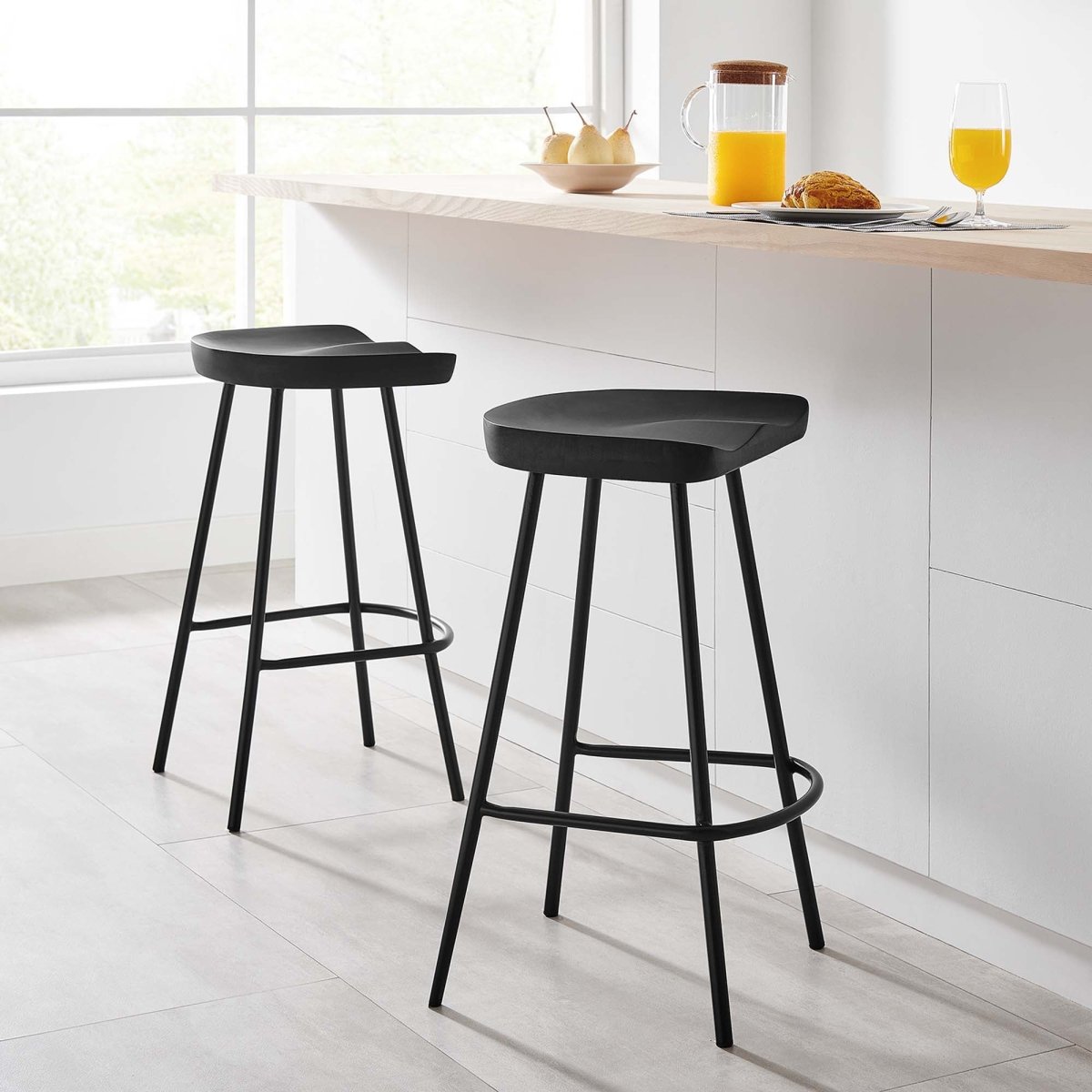 Minimalist Mango Wood Backless Counter Stool Set of 2 - Stools available at Alpine Outlets in Denver