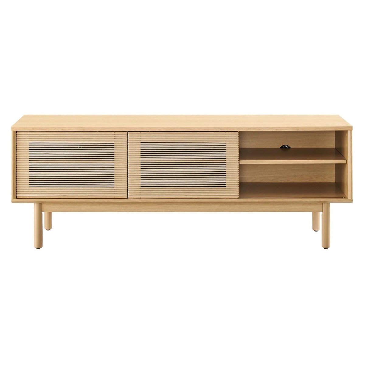 Minimalist TV Stand with Sliding Doors and Adjustable Shelves 59 Inch - TV Stands available at Alpine Outlets in Denver