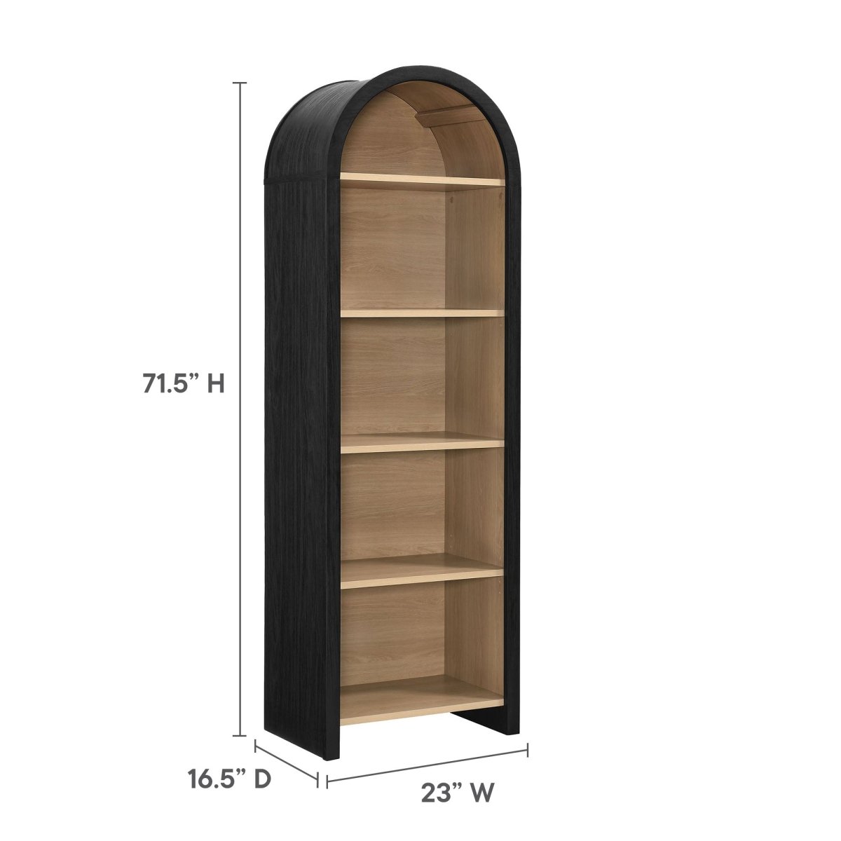 Modern Arched 5 - Tier Bookcase in Black - Bookcases available at Alpine Outlets in Denver