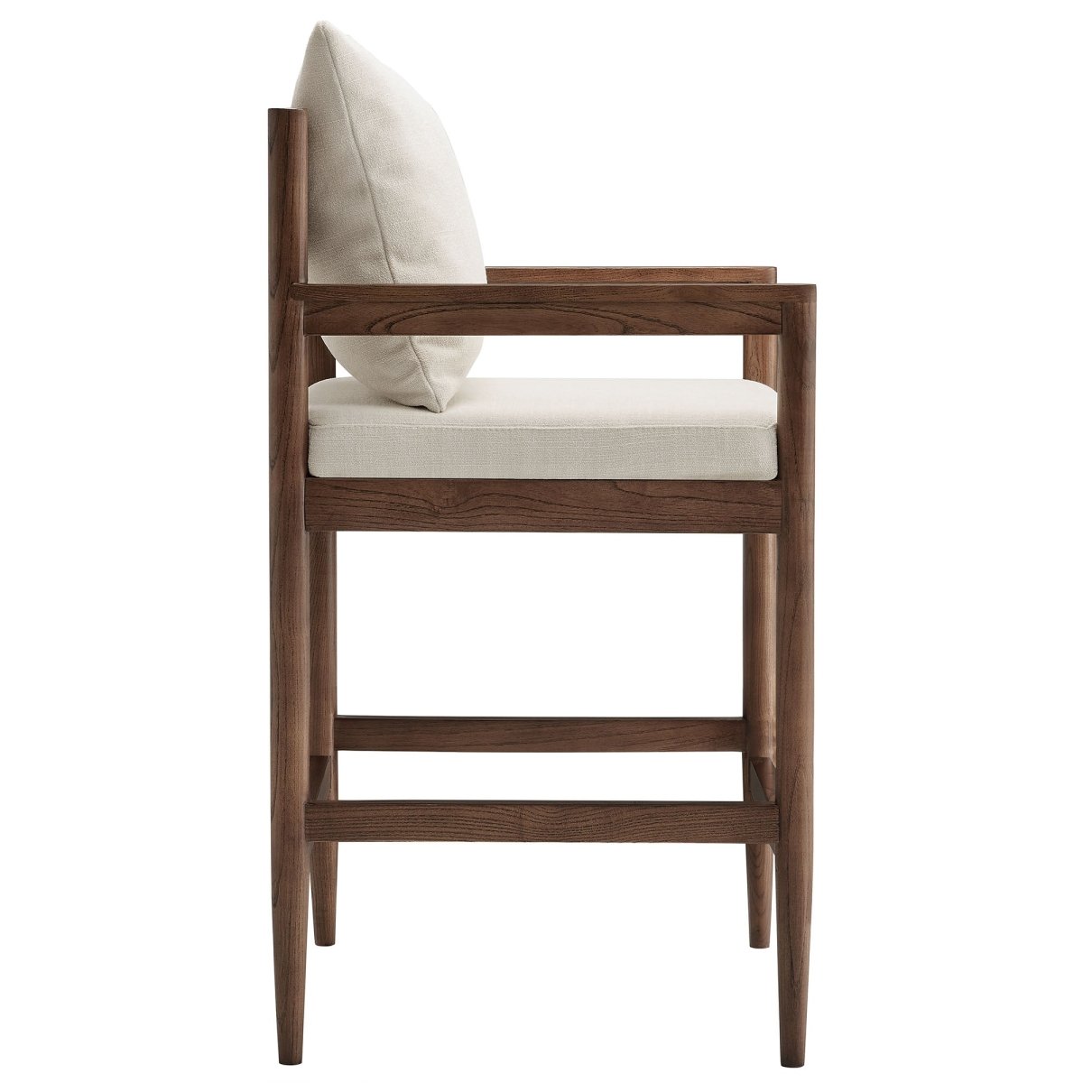 Modern Elm Wood Counter Stool with Slub Weave Fabric - Stools available at Alpine Outlets in Denver