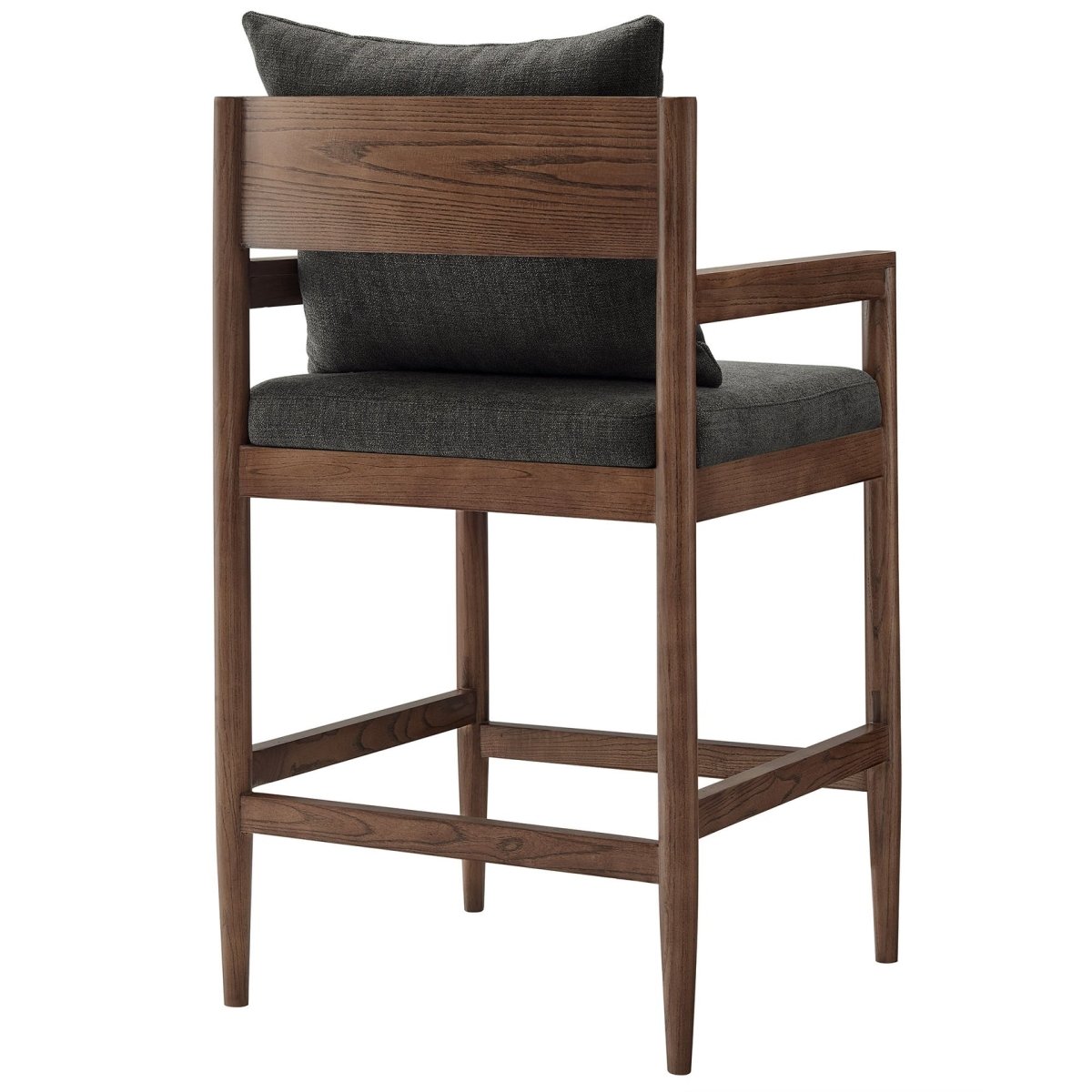 Modern Elm Wood Counter Stool with Slub Weave Fabric - Stools available at Alpine Outlets in Denver