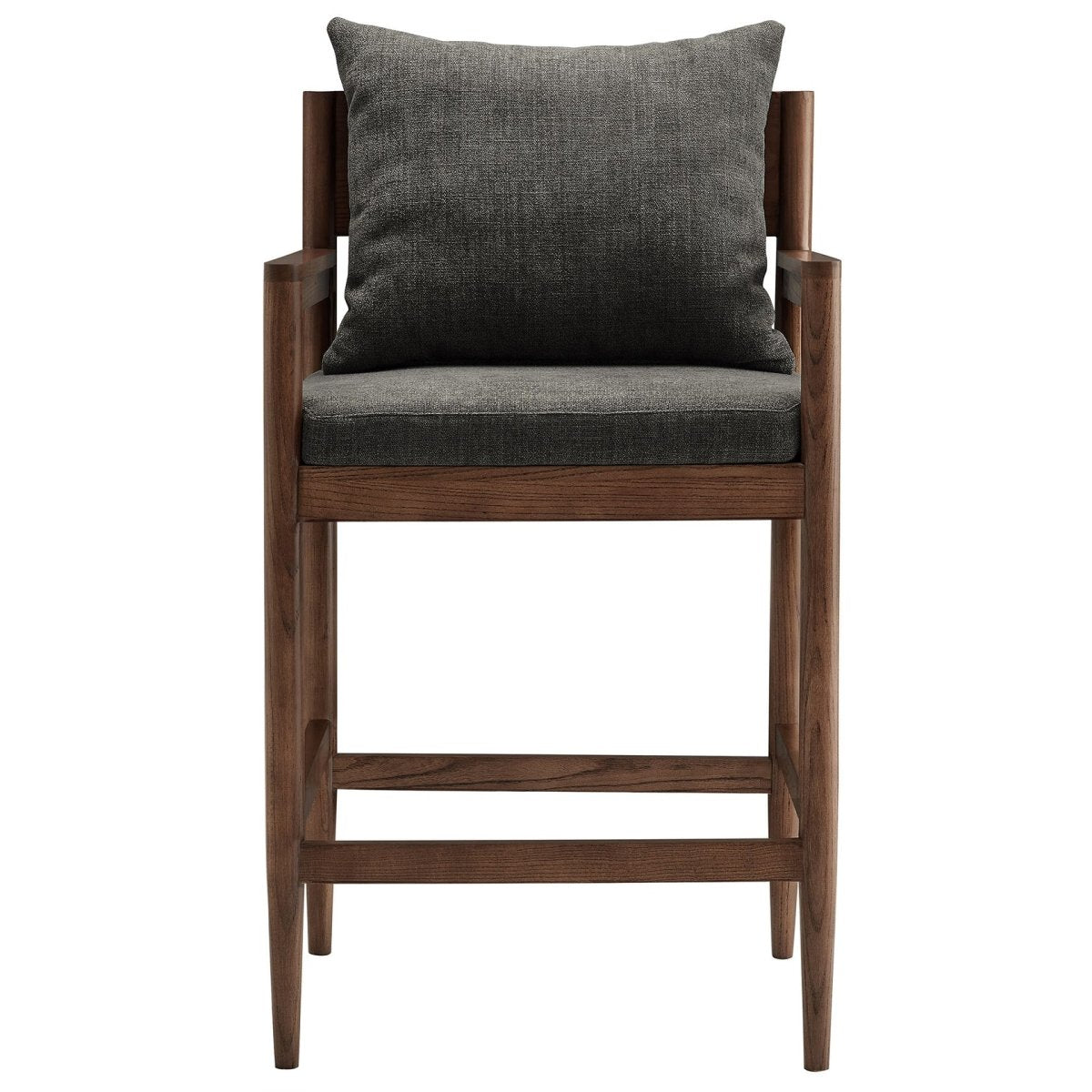 Modern Elm Wood Counter Stool with Slub Weave Fabric - Stools available at Alpine Outlets in Denver