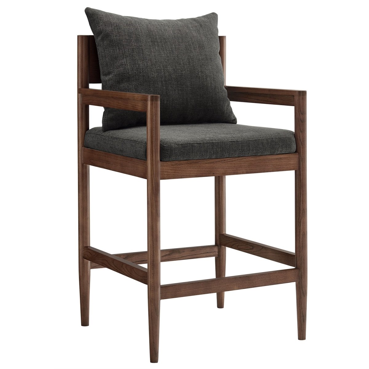 Modern Elm Wood Counter Stool with Slub Weave Fabric - Stools available at Alpine Outlets in Denver