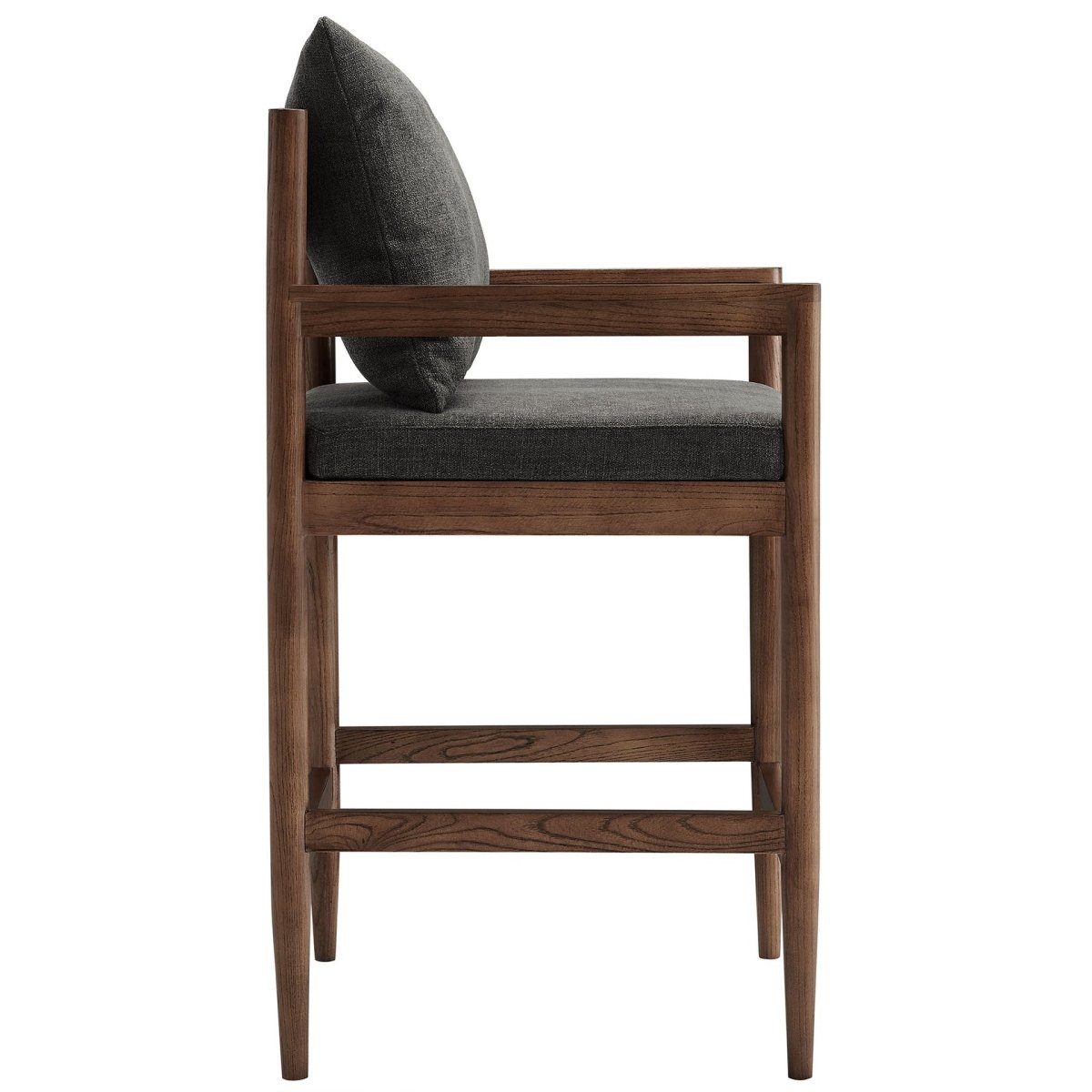 Modern Elm Wood Counter Stool with Slub Weave Fabric - Stools available at Alpine Outlets in Denver