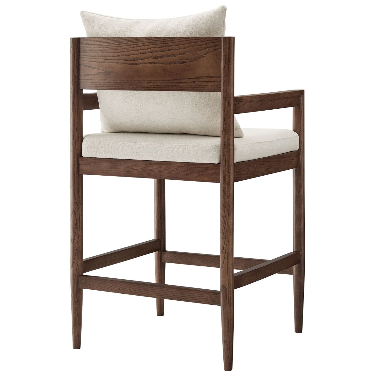 Modern Elm Wood Counter Stool with Slub Weave Fabric - Stools available at Alpine Outlets in Denver