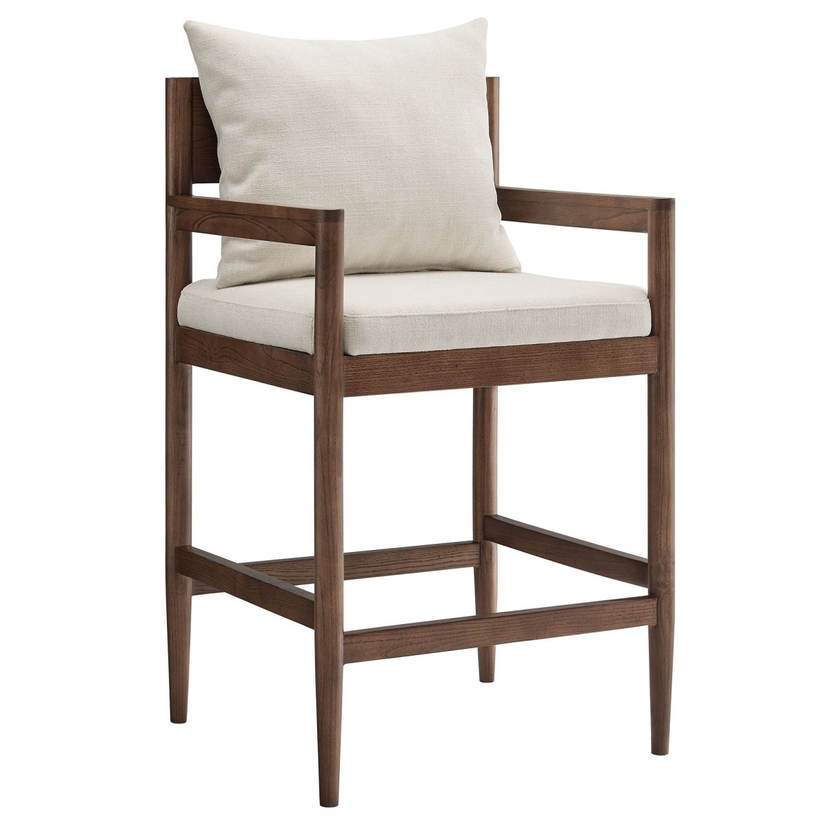 Modern Elm Wood Counter Stool with Slub Weave Fabric - Stools available at Alpine Outlets in Denver
